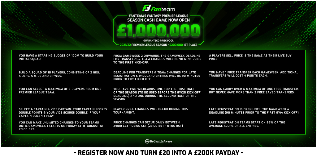 Win a share of £1,000,000 in Fanteam's Fantasy Premier League Cash League - Fantasy  Football Community