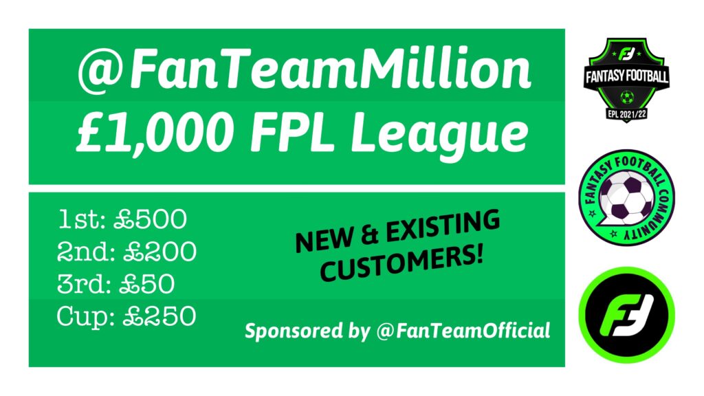 Fanteam Million £1,000 FPL League and £1,000,000 Game First Draft - Fantasy  Football Community