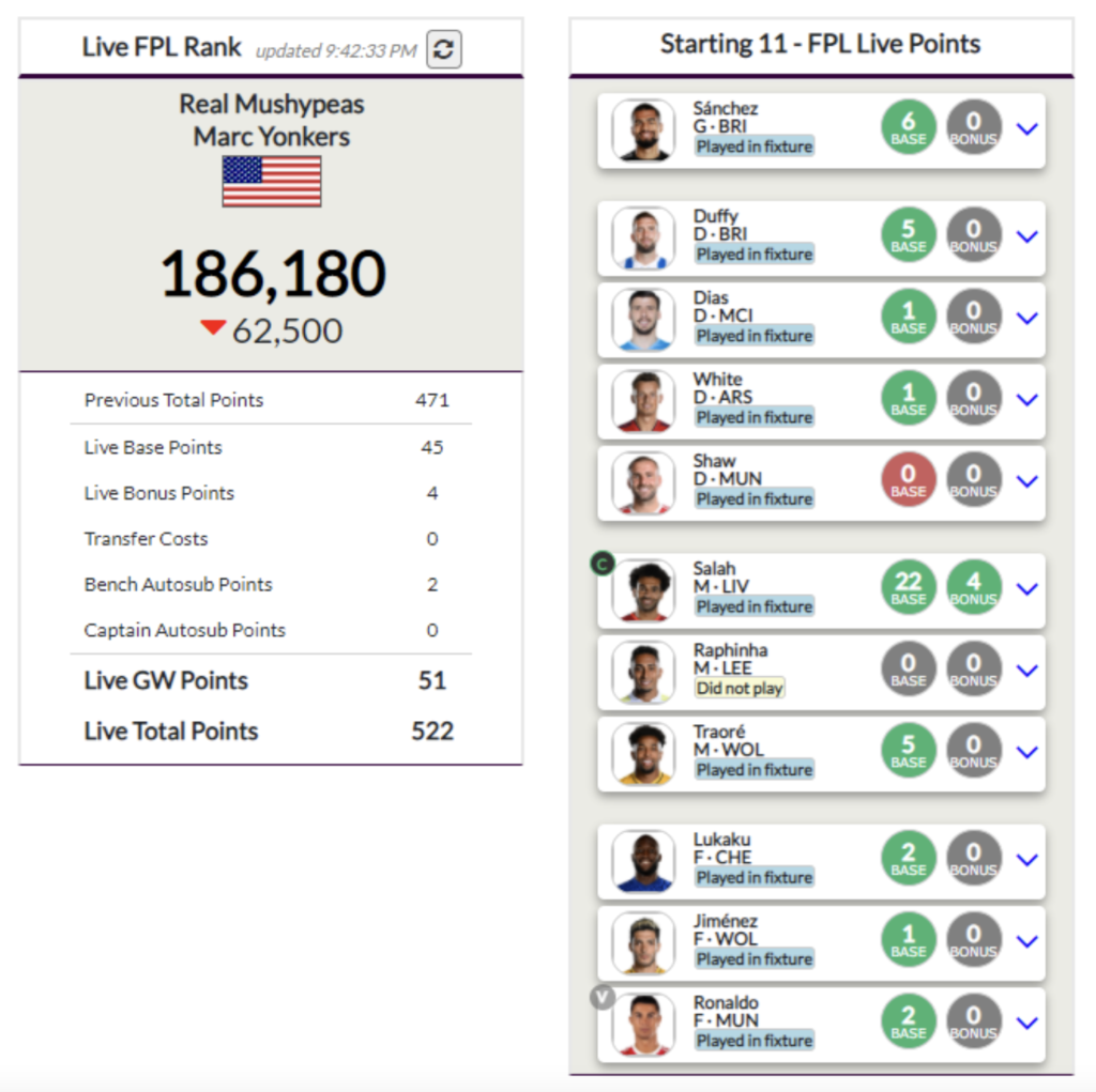 My Team FPL: Live points and rank for your FPL team