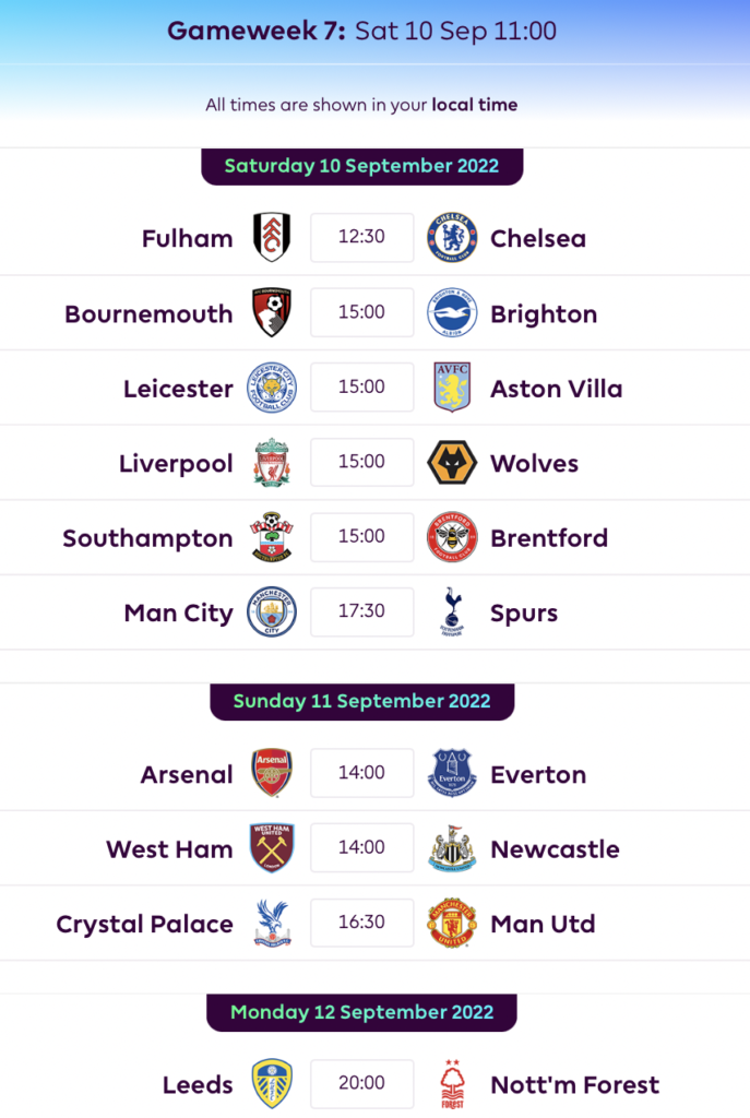 Best Gameweek 7 fixtures - Fantasy Football Community