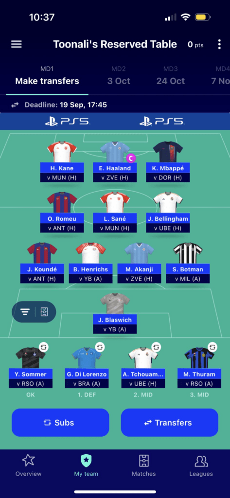 UCL Fantasy Expert Team Reveals for Matchday 2 - Fantasy Football